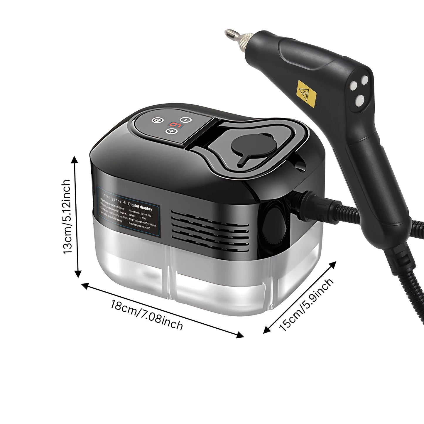 Handheld Steam Cleaner 6 Levels Adjustable 105℃/221℉ Deep Cleaning Steamer 1200ml Water Tank High Temp Steam Cleaning Machine