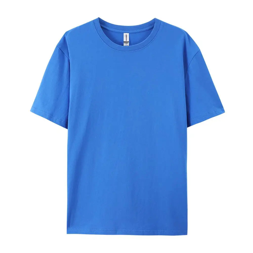 Loose Cotton Solid Tshirts Men Woman Short Sleeve Fashion Brand Trend Couple Clothing Tees Customized Candy Color Summer Tops