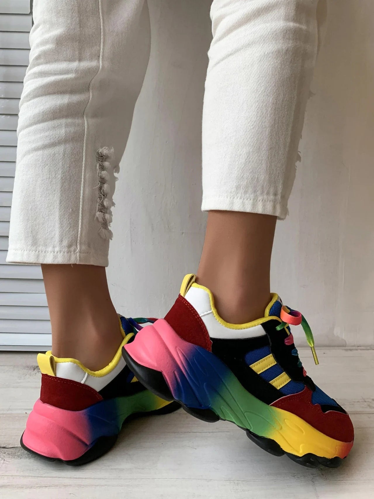 Women's Sneakers New Running Footwear Spring Autumn Outdoor Sports Shoes Multicolor Leisure Comfortable Frenulum Casual Tennis