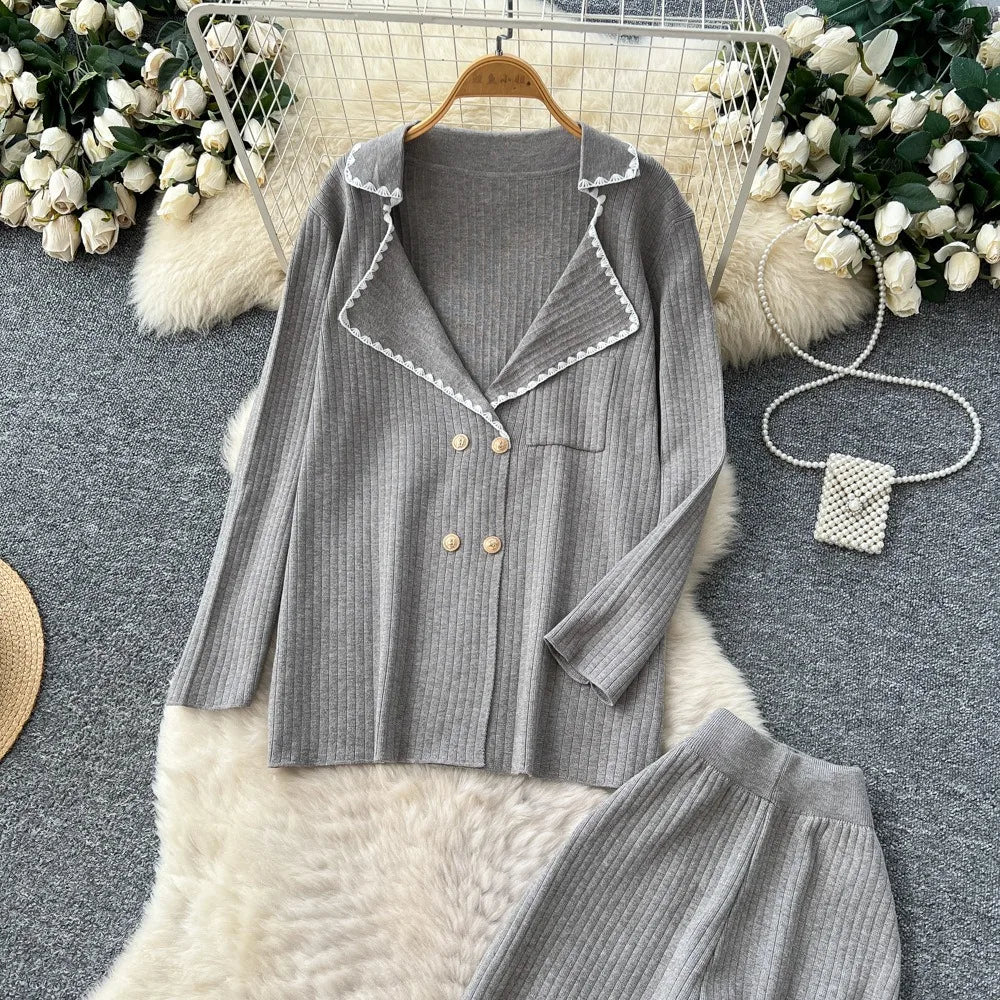 Pants Set Women Two Piece Sets Hooded Matching Sets Sweatshirts Long Pants High Waist Knitted Splice Y2k Casual Jogger 2025