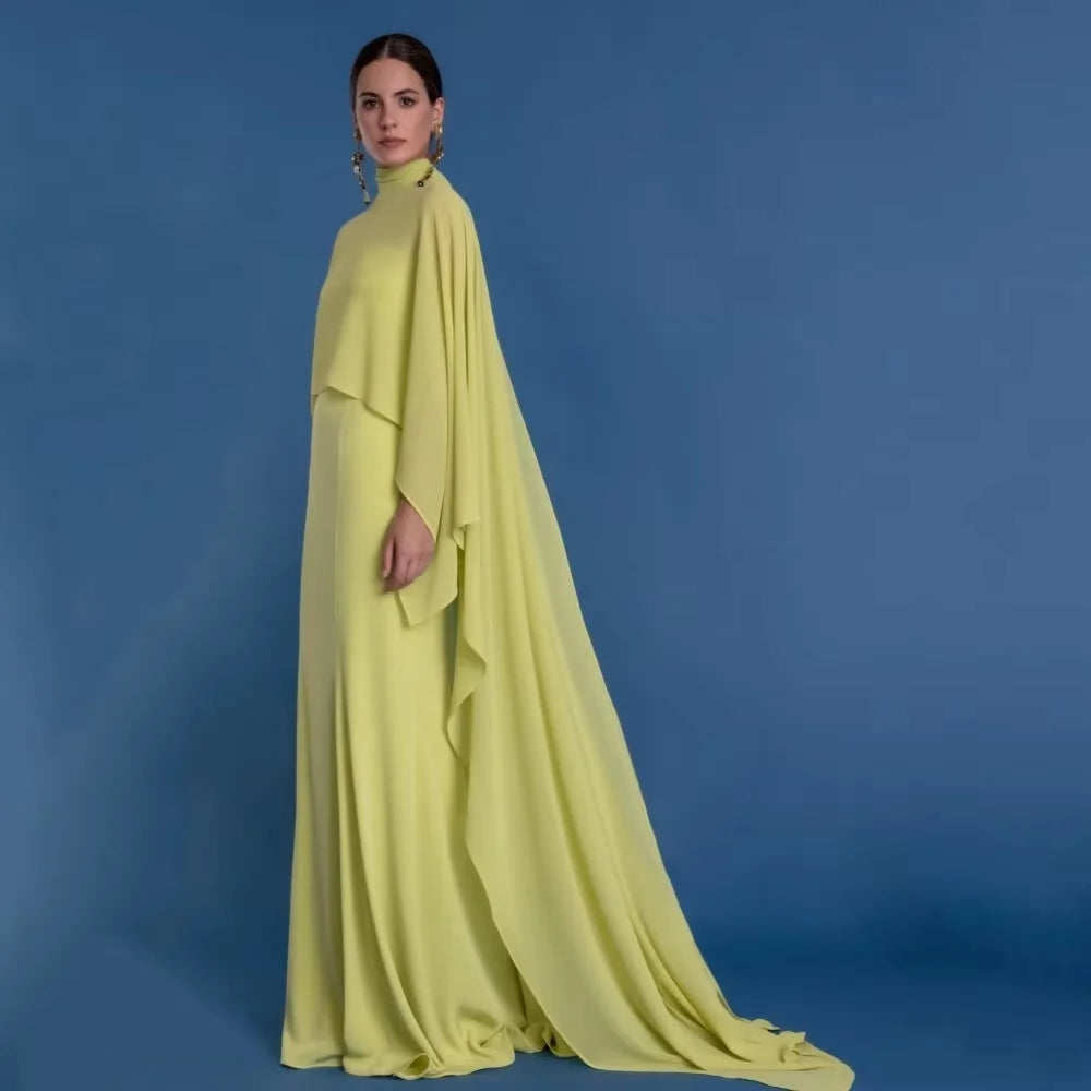 Customized Evening Dress Gorgeous Half Sleeve Prom Dresses Ruched Formal Occasion Shining Chiffon Party Gown Robe Soiree