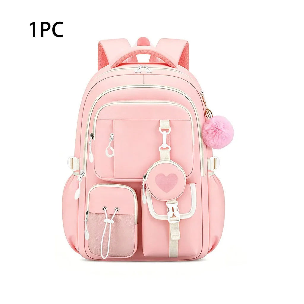 School Bag Set Ergonomic Waterproof Oxford Cloth Backpack Girls School Backpack Set Large Capacity Spine Backpack For Middle