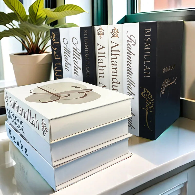 Islamic Luxury Fake Book Decorative Books Storage Box Coffee Table Interior Decoration Kaaba Mosque Muslims Bedroom Home Decor