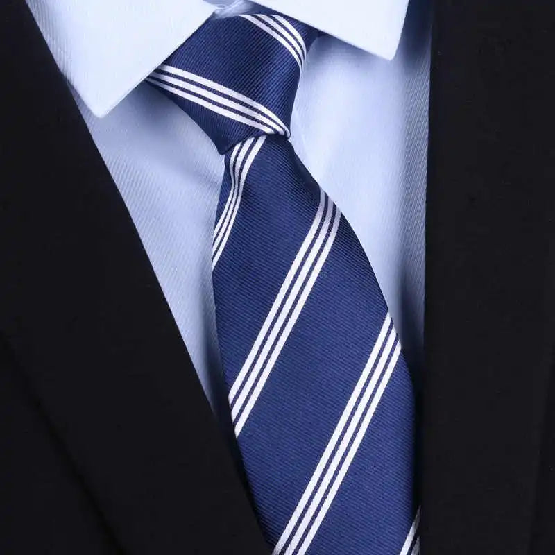 High Quality 100% Real Silk Tie For Men's Business Banquet Formal Shirt Accessories With Fashionable Striped Pattern 8CM Necktie