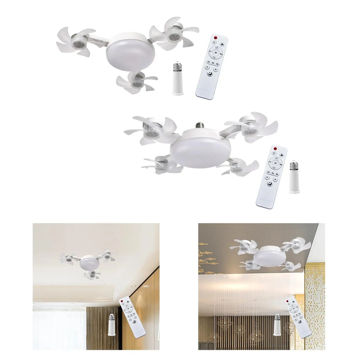 Ceiling Fan with Light and Remote Control with Extension Rod Modern 3 Colors Fixture for Garage Living Room Home Indoor Bedroom
