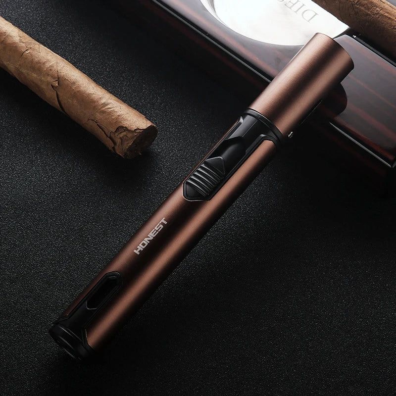 HONEST Metal Windproof Lighter Refillable Pen Torch Lighter Jet Flame Butane Lighter Kitchen BBQ Candle Camping Men's Gadget