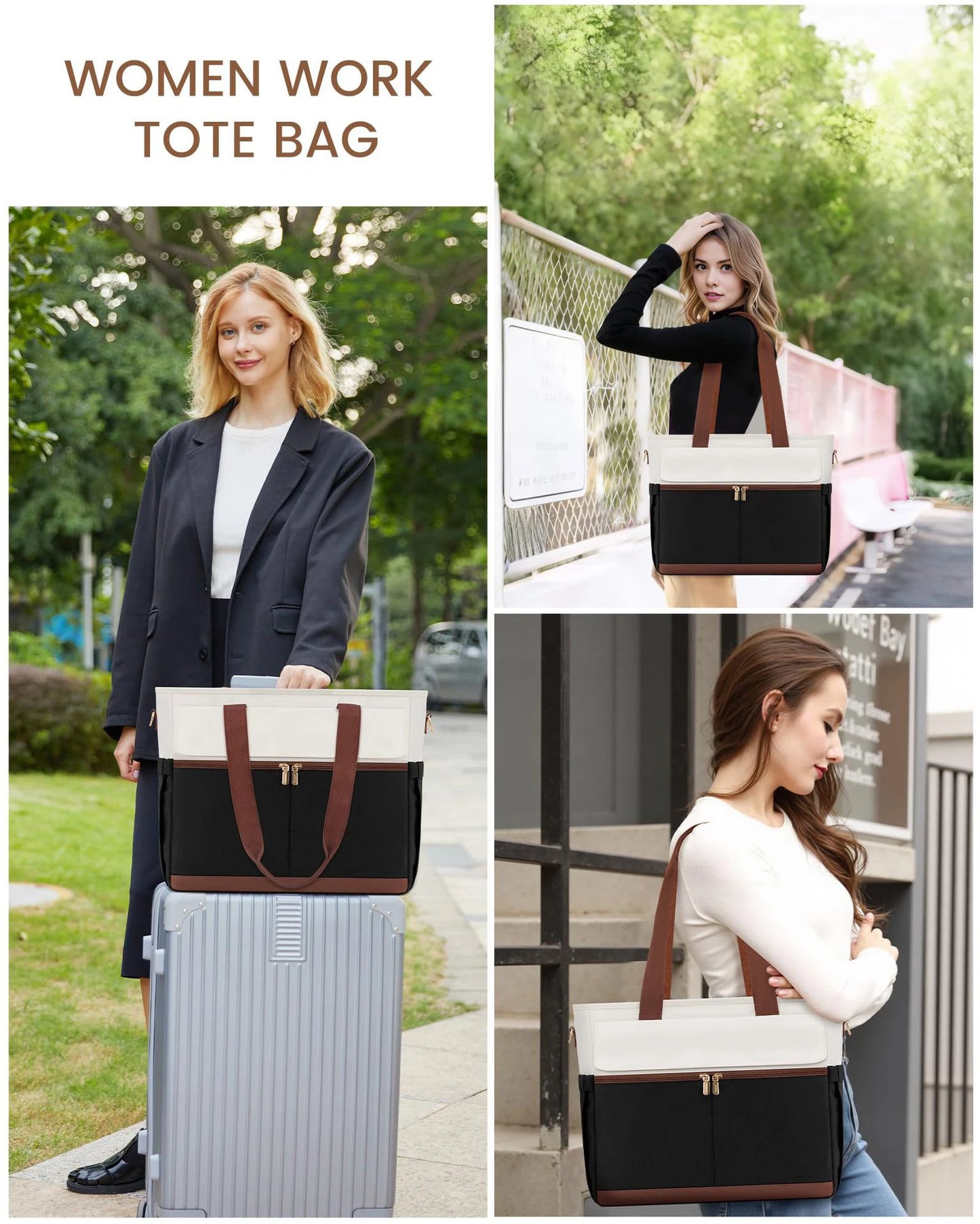 Women Laptop Tote Bag Large Capaci Handheld Shoulder Casual Crossbody Bag Commuter OL Inner Ket Nylon Fabric for 15.6 Inch Bag