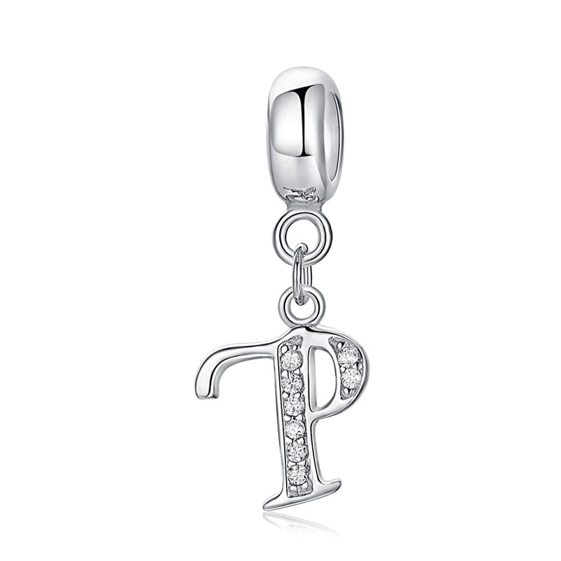 925 Sterling Silver Charms Original Letter Alphabet A-Z Pendant Beads Fit Brand Bracelets Necklaces Diy Jewelry For Women
