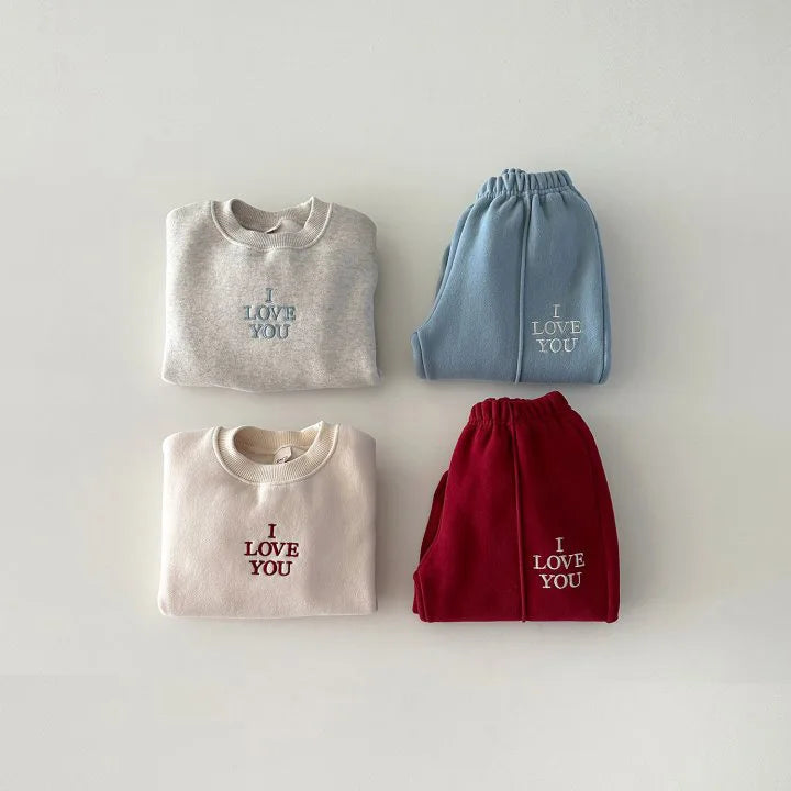 2025 Winter New Children Plus Velvet Thick Sweatshirt + Sweat Pants 2pcs Suit Boys Girls Fleece Warm Clothes Set Kids Outfits