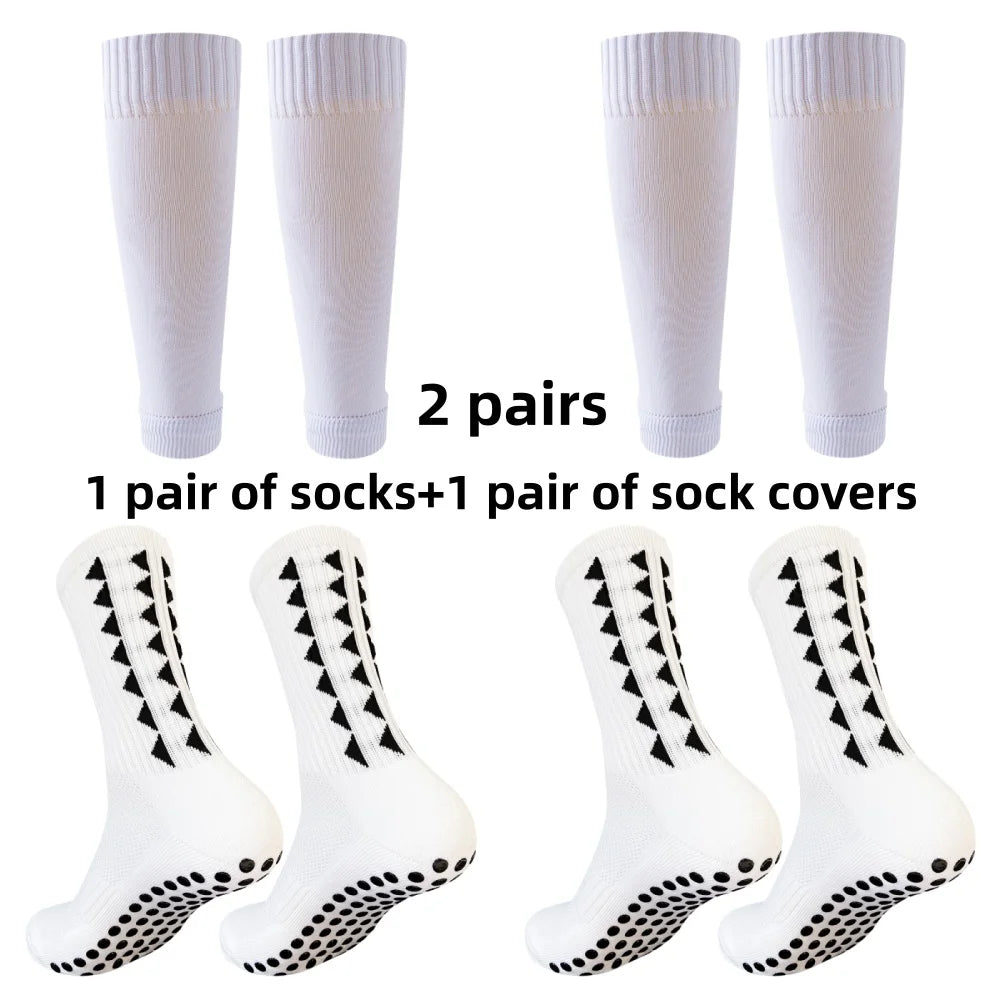 2 pairs of football socks men's leg protection socks anti slip basketball football running fitness socks leg protection socks