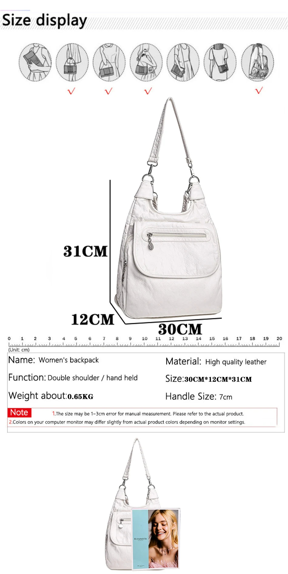 Multifunction Bags Purses High Quality Bookbag Soft Leather School Bags For Teen Girls Ladies Travel Large Capacity Mochilas