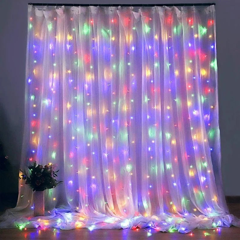USB Plug Curtain LED String Lights 8 Modes Remote Control Holiday Wedding Fairy Garland Lights For Bedroom Living Room Decor
