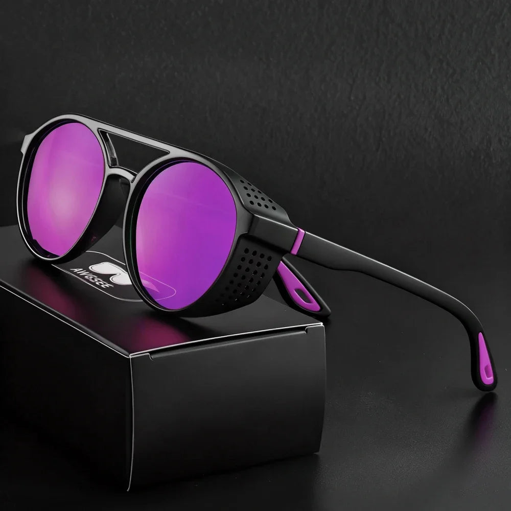 Round Polarized Sunglasses Steampunk Sun Glasses Sports Running Glasses for Fishing Driving for Men Women