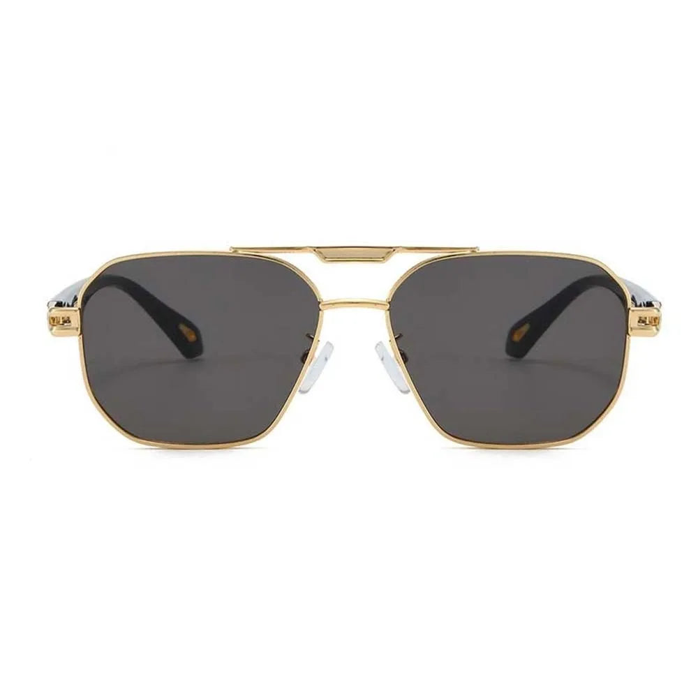 Retro Double Bar Sunnies Square Frame Sunshade Eyewear Unisex Polarizing Lens Sunglasses PC Decorative Anti-UV Glasses Summer