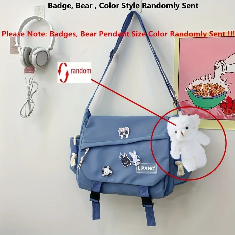 Return To School Nylon Shoulder Bag, Large Capacity Crossbody Bags for Teen Girls Men Harajuku Messenger Bag Student School Bags