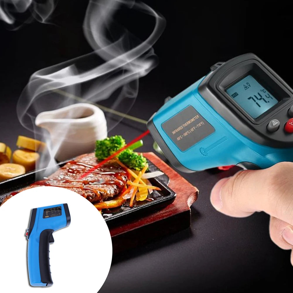 Digital Infrared Thermometer Laser Industrial Temperature Gun Non-Contact with Backlight -50-380°C（NOT for Humans）Battery not in