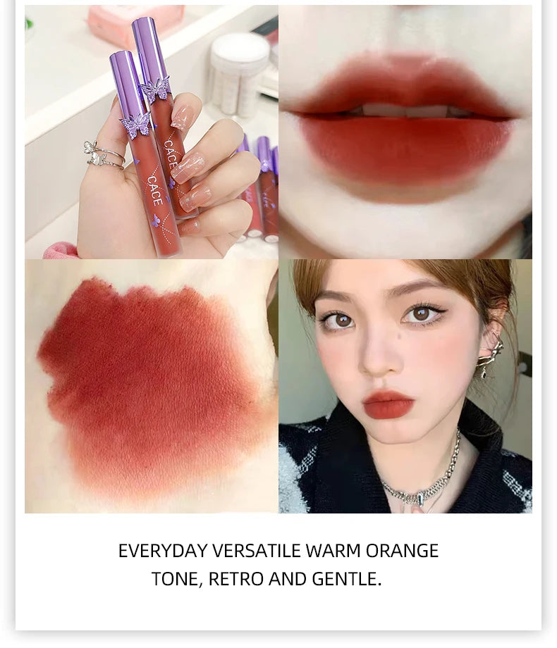 6 Colors Sexy Red Liquid Lipstick Moisturizing Lip Glaze Tint Long Lasting Matte Lip Mud Waterproof Velvet Lipstick Lips Makeup