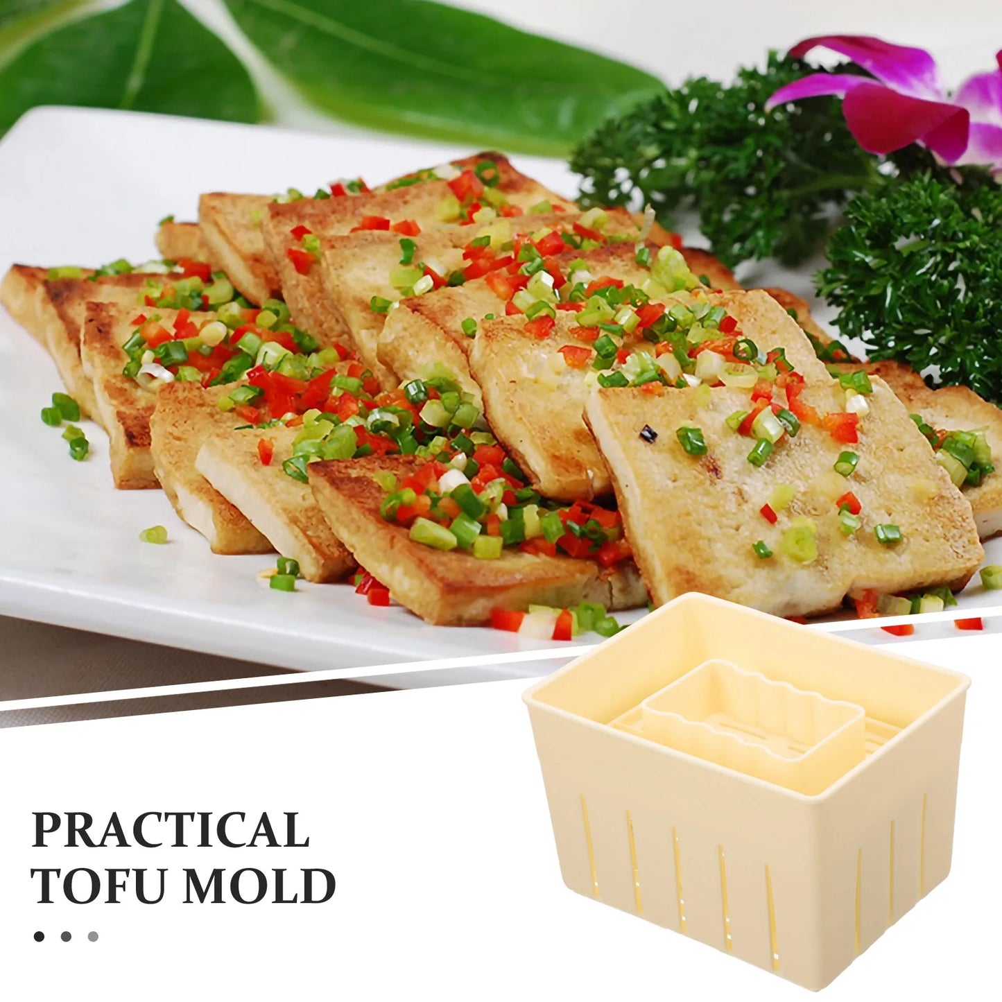 3 Sets Homemade Cheese Pressing Plate Tofu Film Dishwasher Safe Mould Making Mold Cheese Presser DIY Tofu Making Tool With Lid