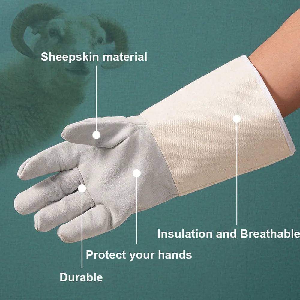 Welding Gloves Premium Hand Protection from Welder, Cutting, Torch Heat, Gauntlet Cuff, Tig Welder, Grilling Oven, Green Egg