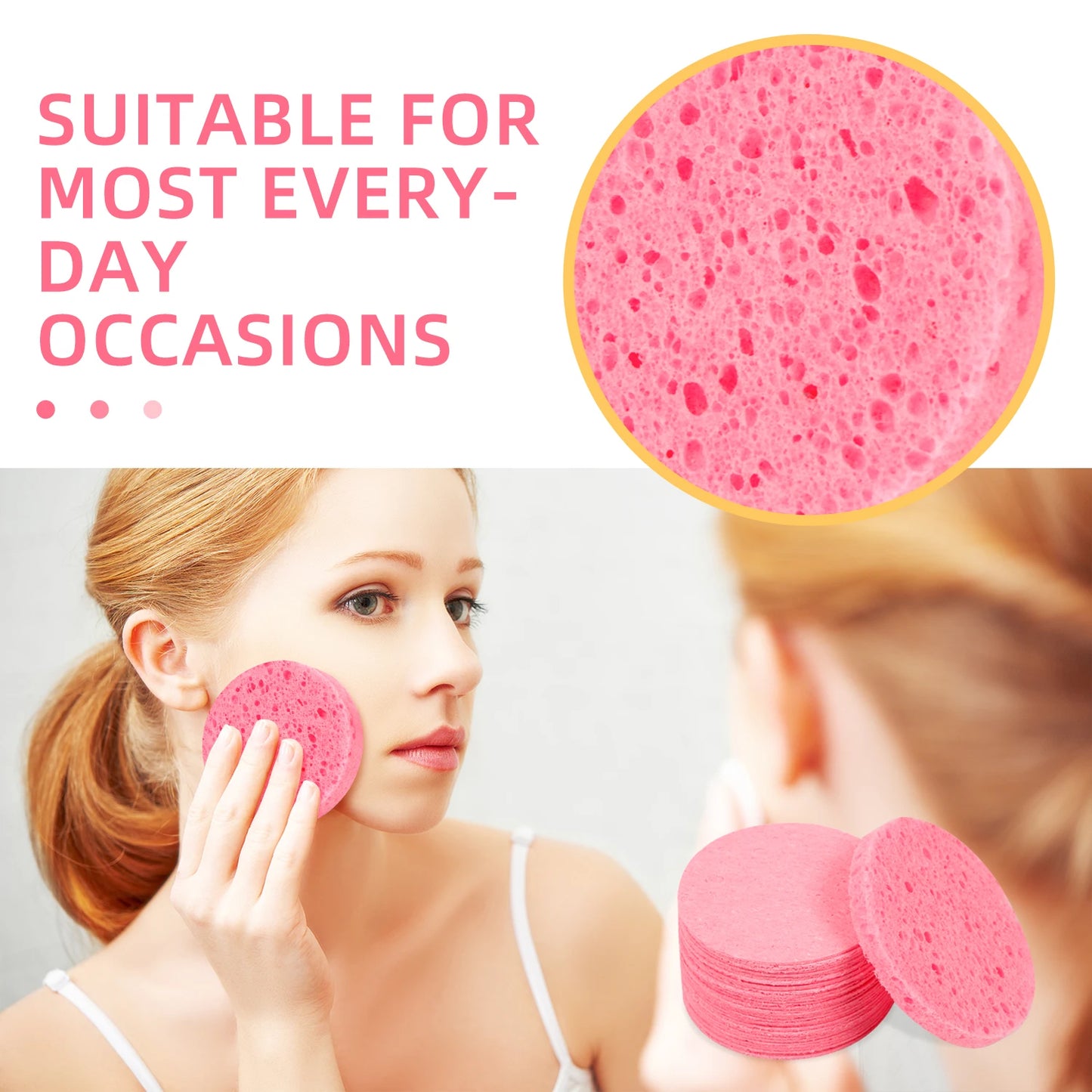 25pcs Compress Face Wash Puff Natural Wood Pulp Sponge Face Wash Puff Foaming Face Puff Cosmetic Puff Face Cleansing Sponge