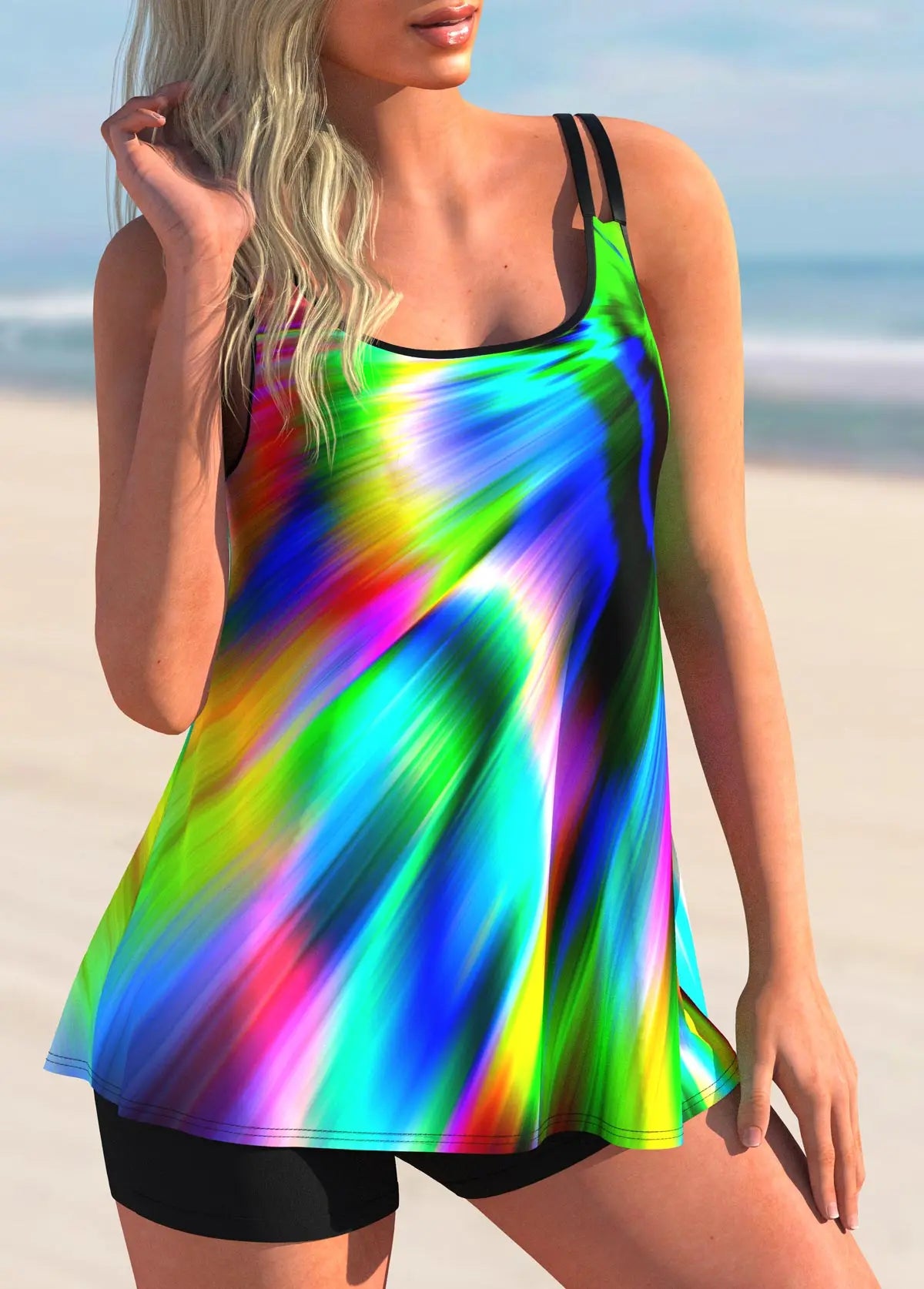 Two-piece Bikini Swimsuit for Women Summer Sexy Tankini  Patchwork Multi-Color Sexy Bikini  Vacation Swimsuit Summer Beachwear