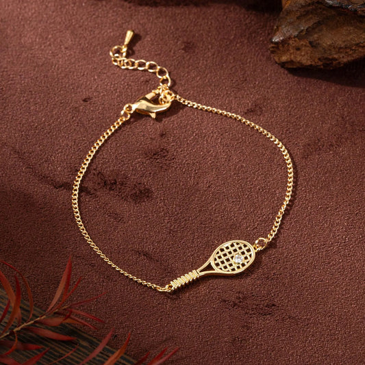 Tennis Racket Necklace Minimalist Alloy Pendant Sporty Chic Choker Adjustable Chain Athleisure Jewelry Gift for Her