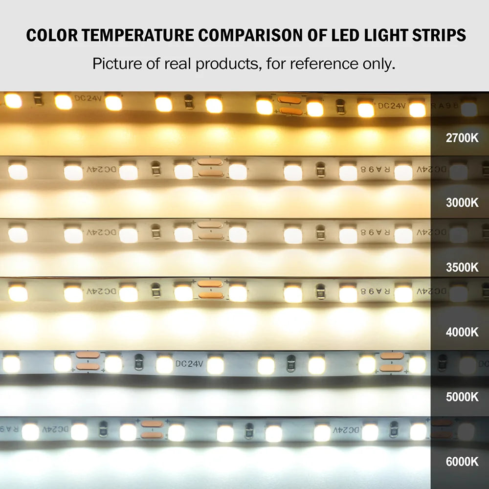 LED Strip Light RA98 5mm 8mm PCB 5m 10m 24V 2835 120 240 LEDs Flexible Adhesive Tape 2700K 3000K 3500K 4000K 5000K 6000K Decor