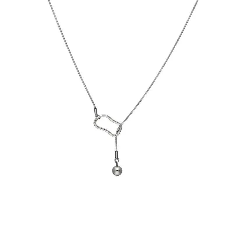 Long Chain Necklace for Woman Geometric Hollow Pendant Sweater Chains Gold Color Silver Color Trendy Necklaces Simple Jewelry