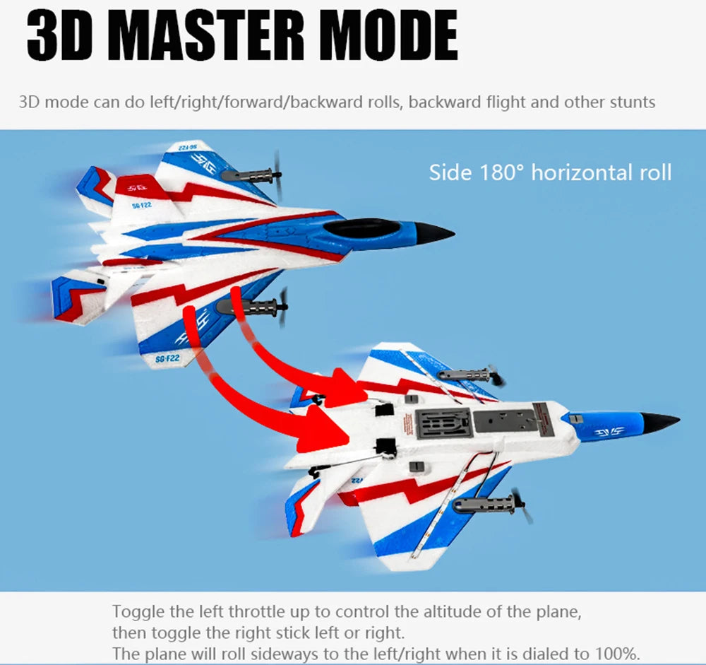 RC Plane F22 Stunts Plane 2.4G Radio Control Glider Remote Control 3D Plane Glider Airplane EPP Foam Boys Toys for Children