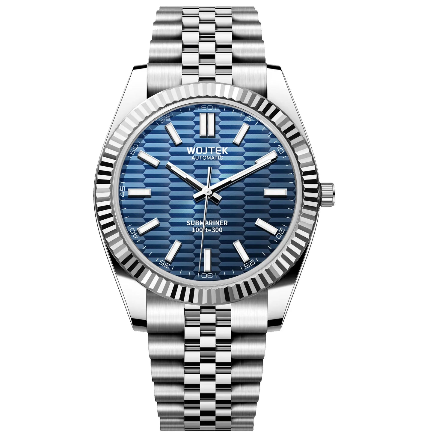 Automatic Mechanical Watch Log-Style with 40mm Diameter 14mm Thickness Steel Case and Strap Luminous Function 3ATM