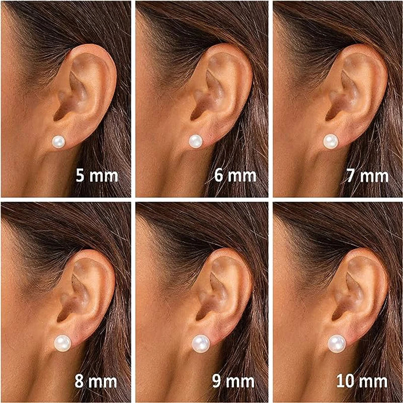 Sterling Silver Pearl Stud Earring, 14K Gold Plated, AAA+ Quality Handpicked Freshwater Cultured Stud Pearl Earrings