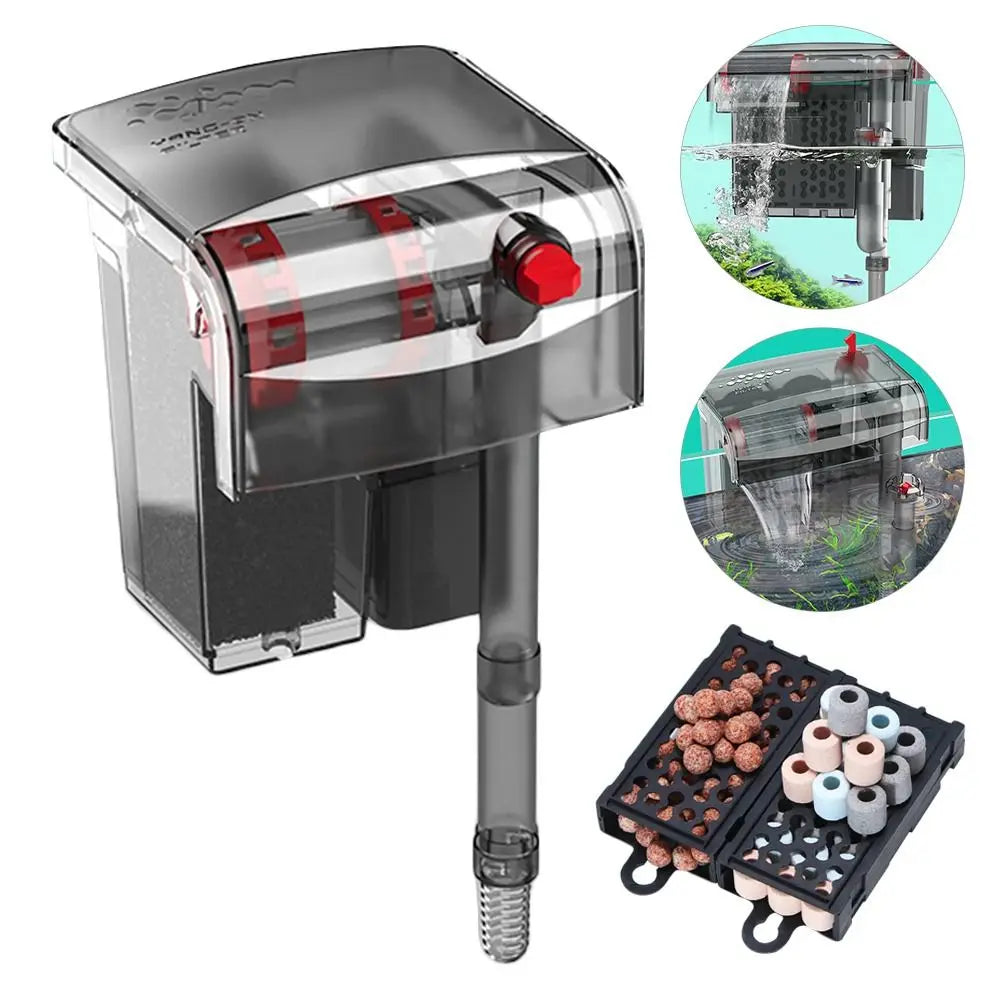 waterfall Fish tank filter wall-mounted Built-in Circulating Water Purifier Circulating With Water Pump Waterfall Filter Box