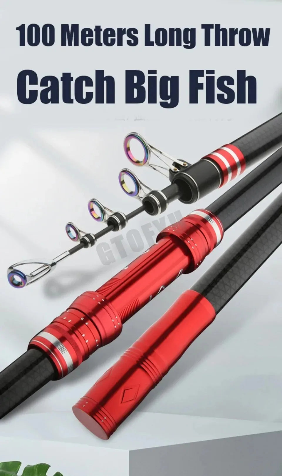 2.7m 3.6m 3.9m 4.5m Telescopic Fishing Pole Heavy Spinning Rod Big Fish 20kg Carbon Fiber Travel Saltwater Freshwater Fishing