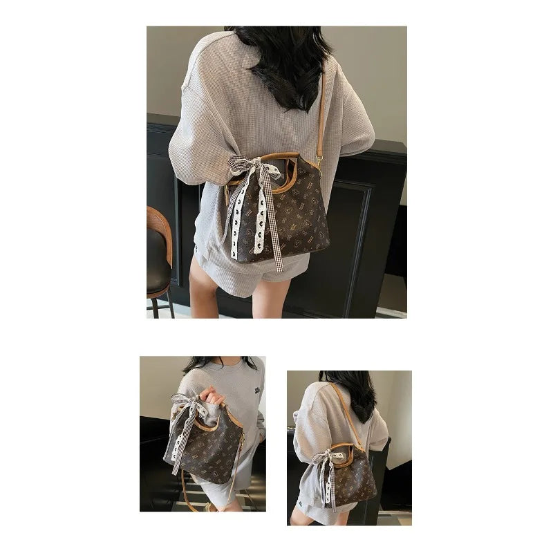 Popular bags for women, new fashionable French printed armpit tote bag, minimalist handbag, diagonal cross bag