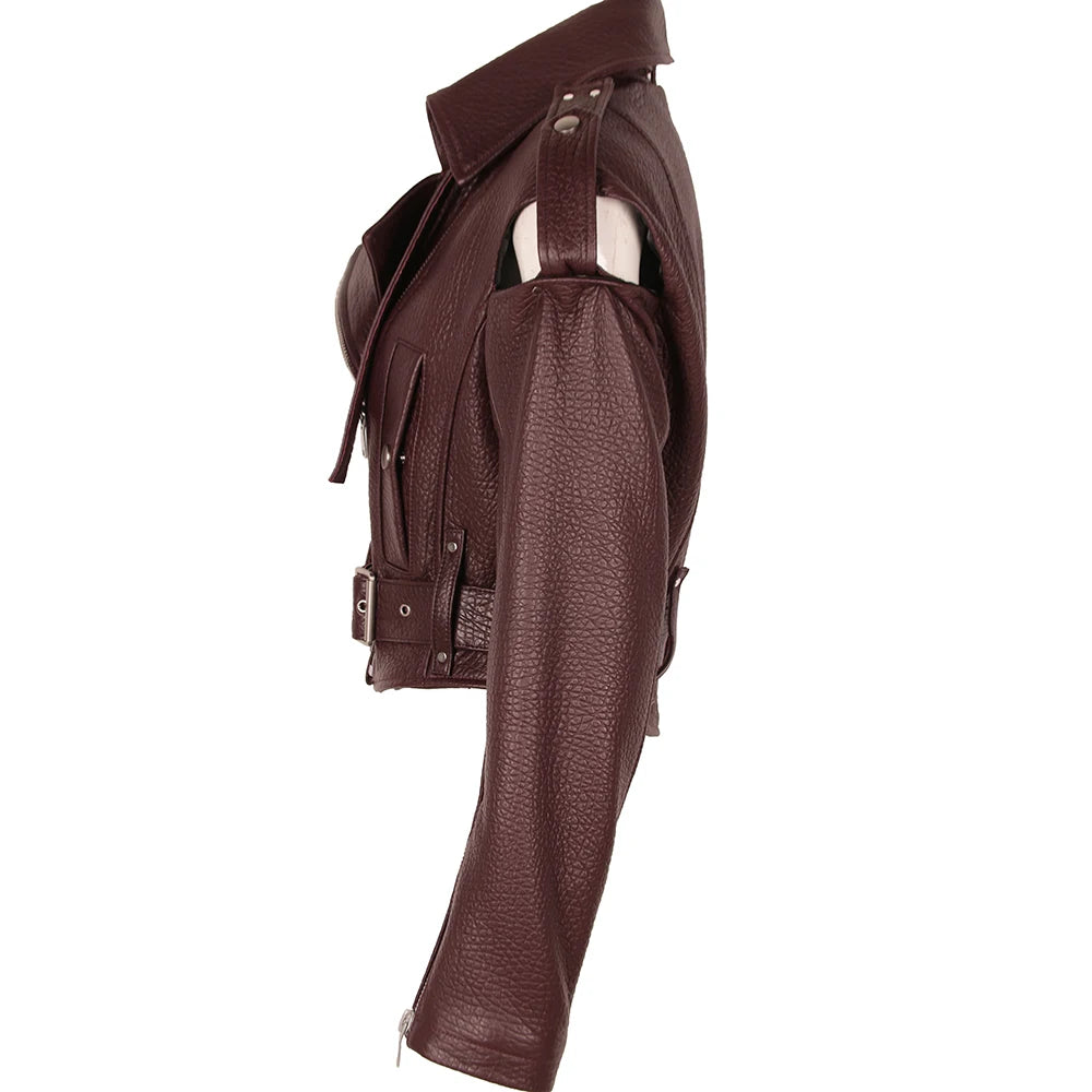 YOLOAgain Real Leather Jacket Women Cropped Jacket Spring 2025