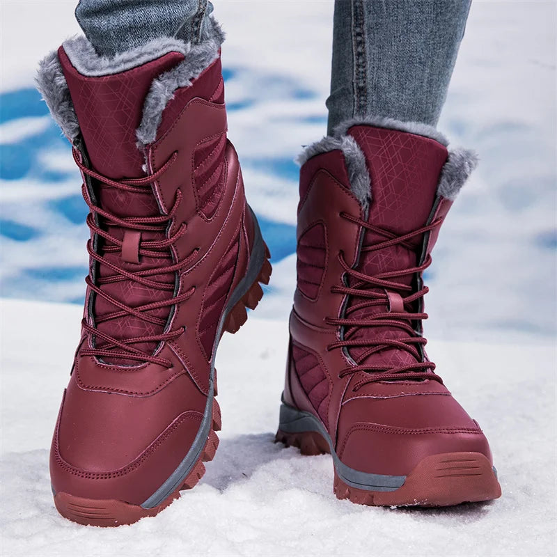 Men's Snow Boots for Men Casual Winter Shoes Platform Non-slip Warm Fur Ankle Boots Plush Combat Outdoor Hiking Motorcycle Boots