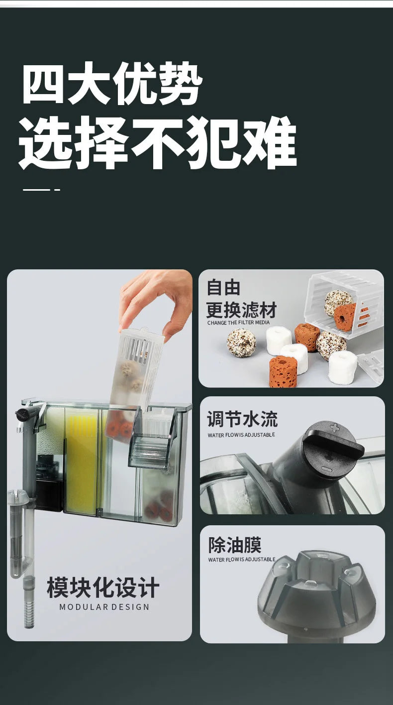 Powerful Aquarium External Filter Wall Mounted Fish Tank Filter Barrel Efficient Water Purification And Circulation System
