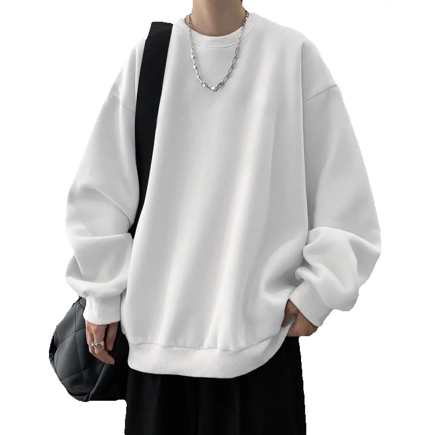 2024 Autumn Winter O-Neck Sweatshirts Men Solid Streetwear Y2K Pullover Hoodies Male Fashion Hip Hop Vintage Hoodie Clothing