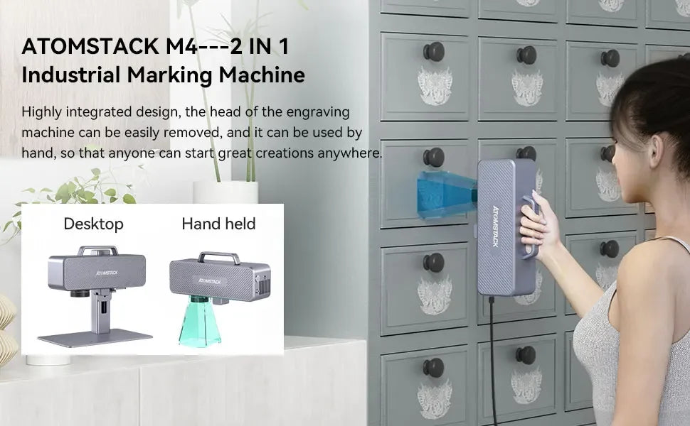 M4 Fiber Laser Engraver 12000mm/S High Speed Desktop Infrared Marking Machine With 70 * 70mm For Metal Plastic Leather