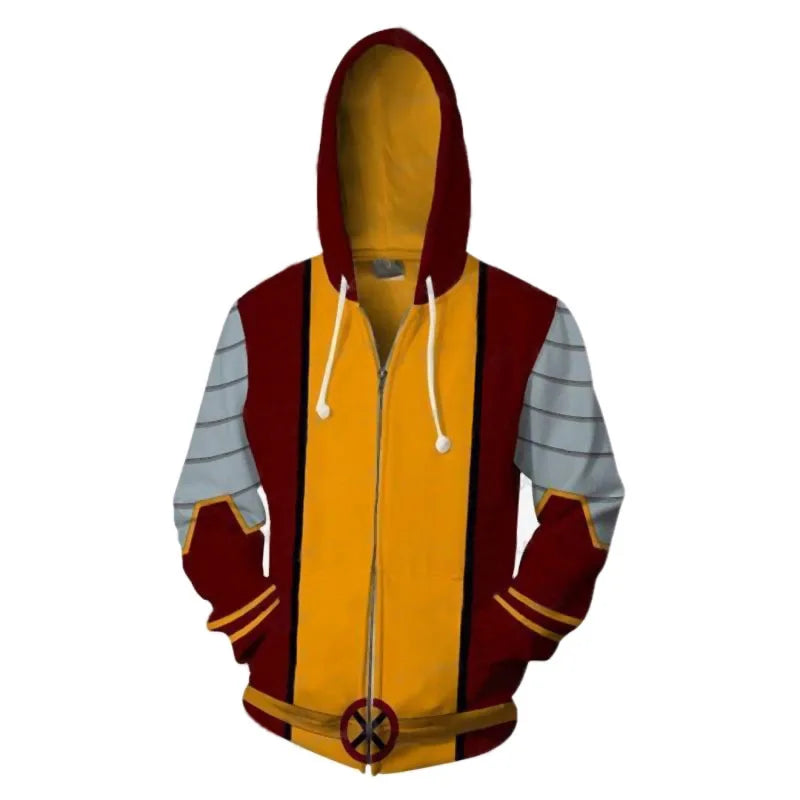 Movie X Men Hoodies Scott Summers Hooded Cyclops Wolverine Cosplay Jacket Phoenix Printing Sweatshirt Zipper Hoody Clothes Coat