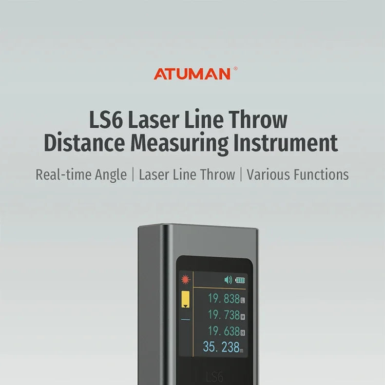 DUKA ATuMan Mini Laser Rangefinder LS6 40m Distance Angle Meter Measuring Tools Portable Rechargeable with Laser Line Marker