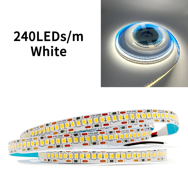 5m DC12V LED Strip light SMD 2835 120LED/m 240LED/m Self Adhesive Flexible Strip Ribbon Home Decor Light Kitchen Lighting