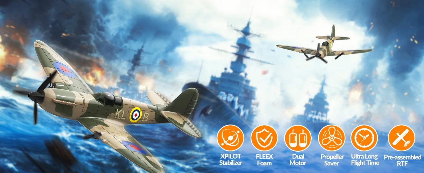 Volantexrc 3CH Spitfire RC Plane 2.4G Gyro Stabilizer 400MM 400MM Fixed Wing EPP Foam Airplane RTF Fighter for Boys Children ﻿