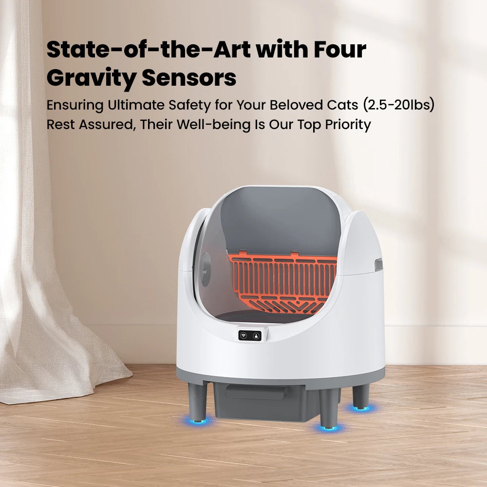 Smart Automatic Self-Cleaning Cat Litter Box EU Plug with Odor Control & WiFi Function, Easy to Clean with Cat Litter Mat