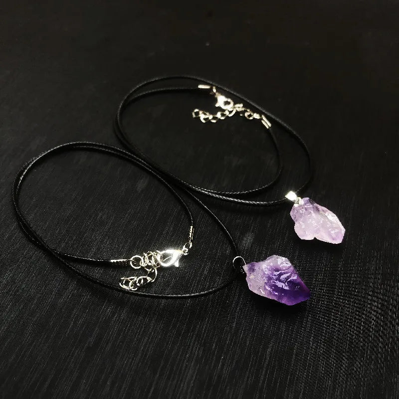 Jewellery Women Necklace Natural Healing Amethyst Crystal Rose Quartz Stone Abalone Shell Pendant Collar Acero Inoxidable Mujer