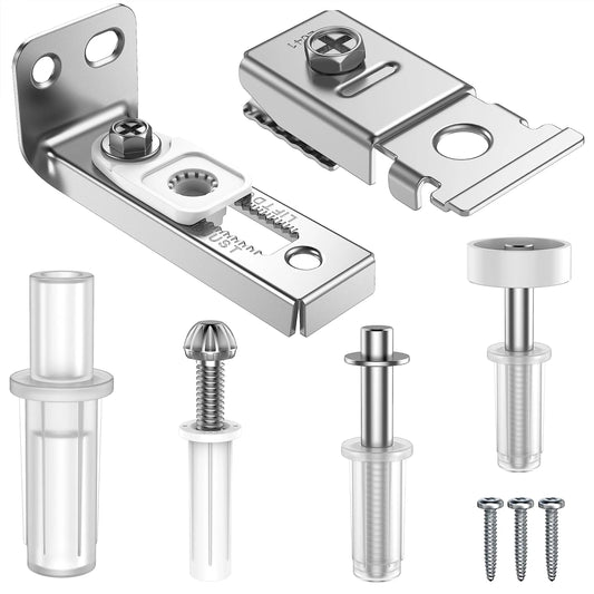 2Pcs Bifold Door Hardware Repair Kit Include Top & Bottom Bracket Bifold Door Parts with 7/8 in Guides Wheel for Folding Door