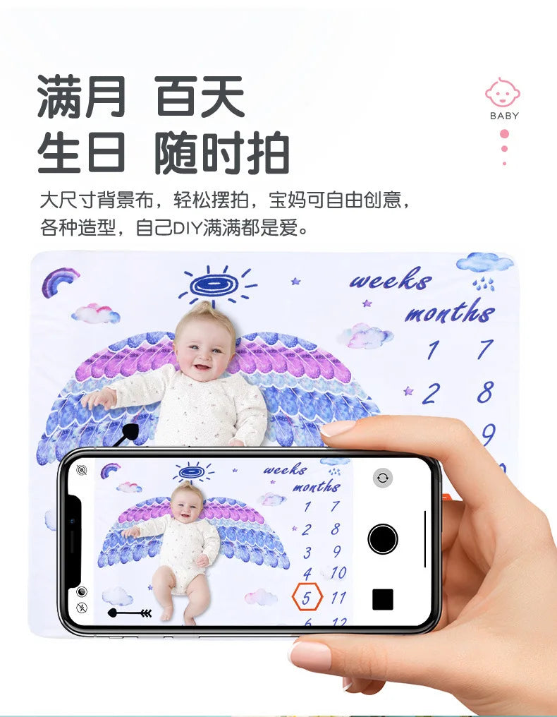 Baby Photography Mats Background Cloth Growth Commemorative Blanket Baby Milestone Flannel Blanket Newborn Photography Blanket