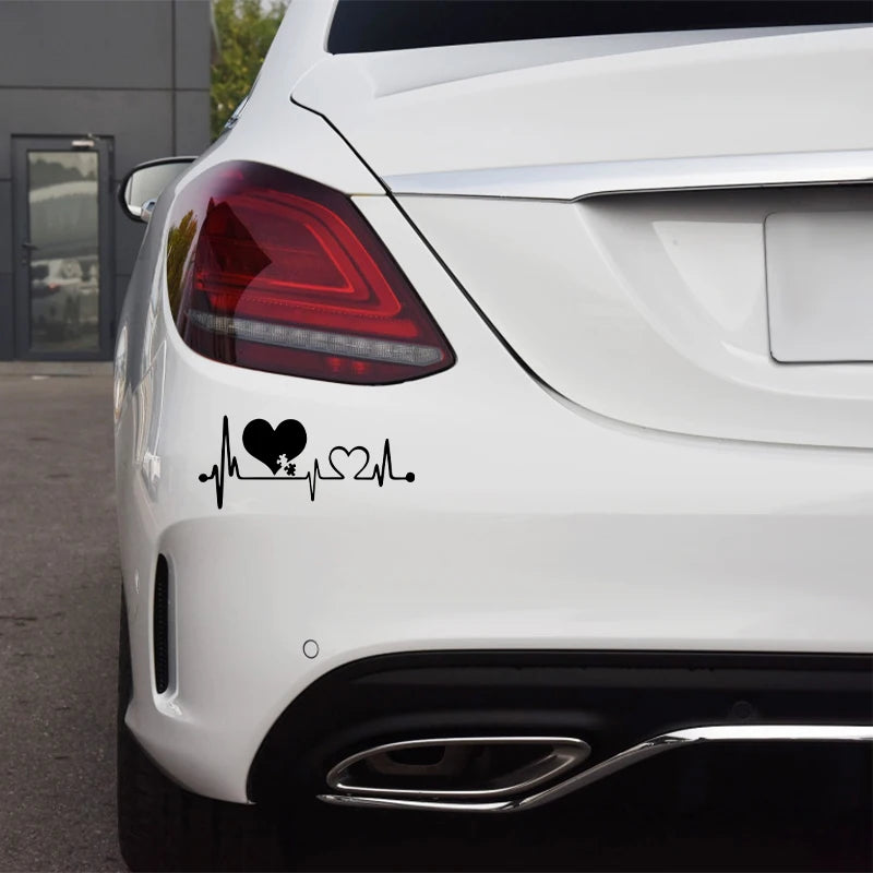16.6CM*7.2CM Autism Heart Beat Lifeline Creative Car Stickers Car Window Personality Decorative Accessories Car Styling Decals