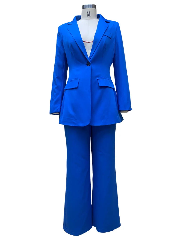Women's Suit Winter Fashion Long-sleeved Solid Color Casual Suit Jacket and Trousers Matching Sets Two-piece Suit Pant Sets