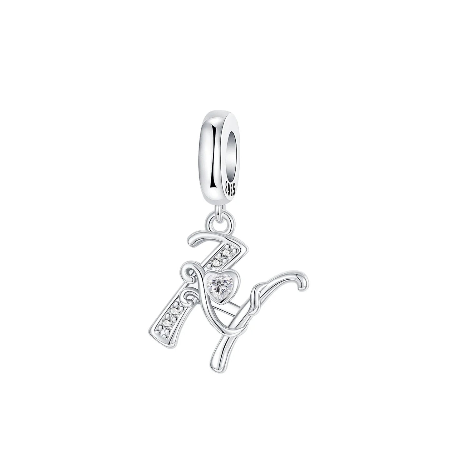 925 Sterling Silver Full series of A-Z letters pendant Charms For Original  Bracelet Charm Necklace Diy Female Jewelry